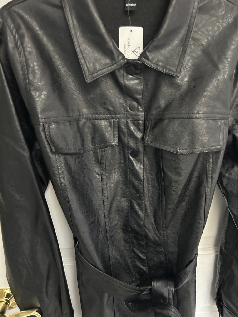Black Faux Leather Jacket - Picture 3 of 9